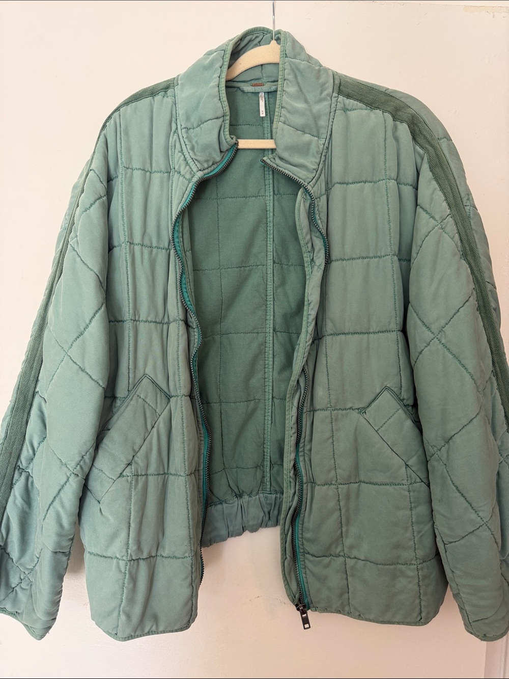 Free People Women’s M Teal Dolman Quilted Knit Jacket *see description - Picture 4 of 7